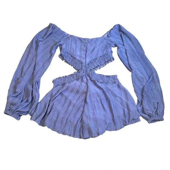 Pretty Little Things Cut Out Romper Size 10 Blue Line Elastic Waistband Boho - Picture 2 of 8